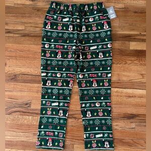 Disney Festive Green Christmas Holiday Mickey Pajama Bottoms Woman’s Medium